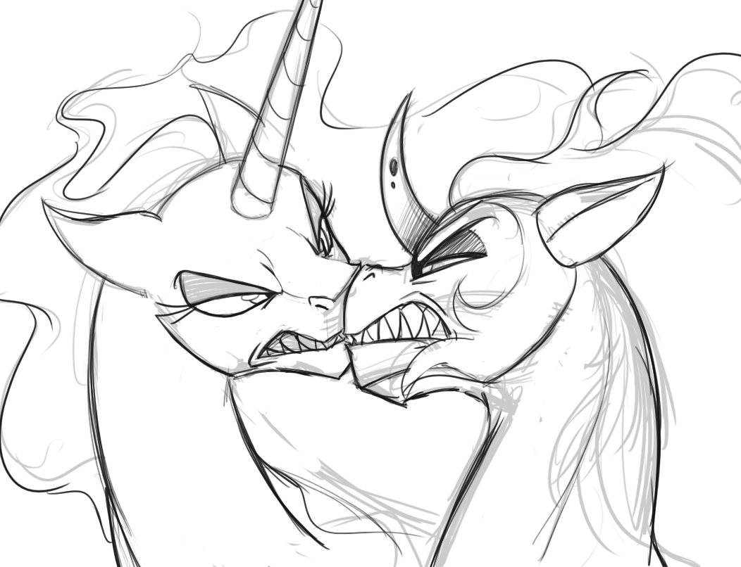 2014 angry equine eye_contact female feral friendship_is_magic horn horse king_sombra_(mlp) male mammal mickeymonster my_little_pony nightmare_moon_(mlp) pony teeth unicorn winged_unicorn wings