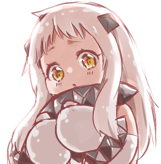 bad_id bad_pixiv_id horns kantai_collection long_hair looking_at_viewer lowres mittens northern_ocean_hime open_mouth rima_(rimarip) shinkaisei-kan solo white_hair yellow_eyes