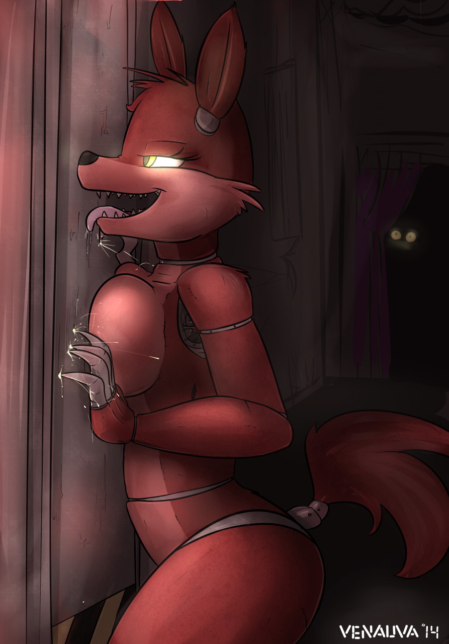 (fnaf) 2014 animatronic anthro at breasts canine claws female five fox foxy freddy's frottage gen: gen:open hook mammal nude penis sharp venauva watched