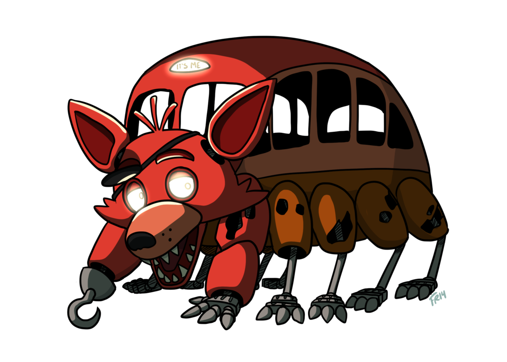 bus canine crossover english_text five_nights_at_freddy's forte-girl7 fox foxy_(fnaf) hook looking_at_viewer machine mammal mechanical my_neighbor_totoro open_mouth pirate robot sharp_teeth solo teeth text video_games