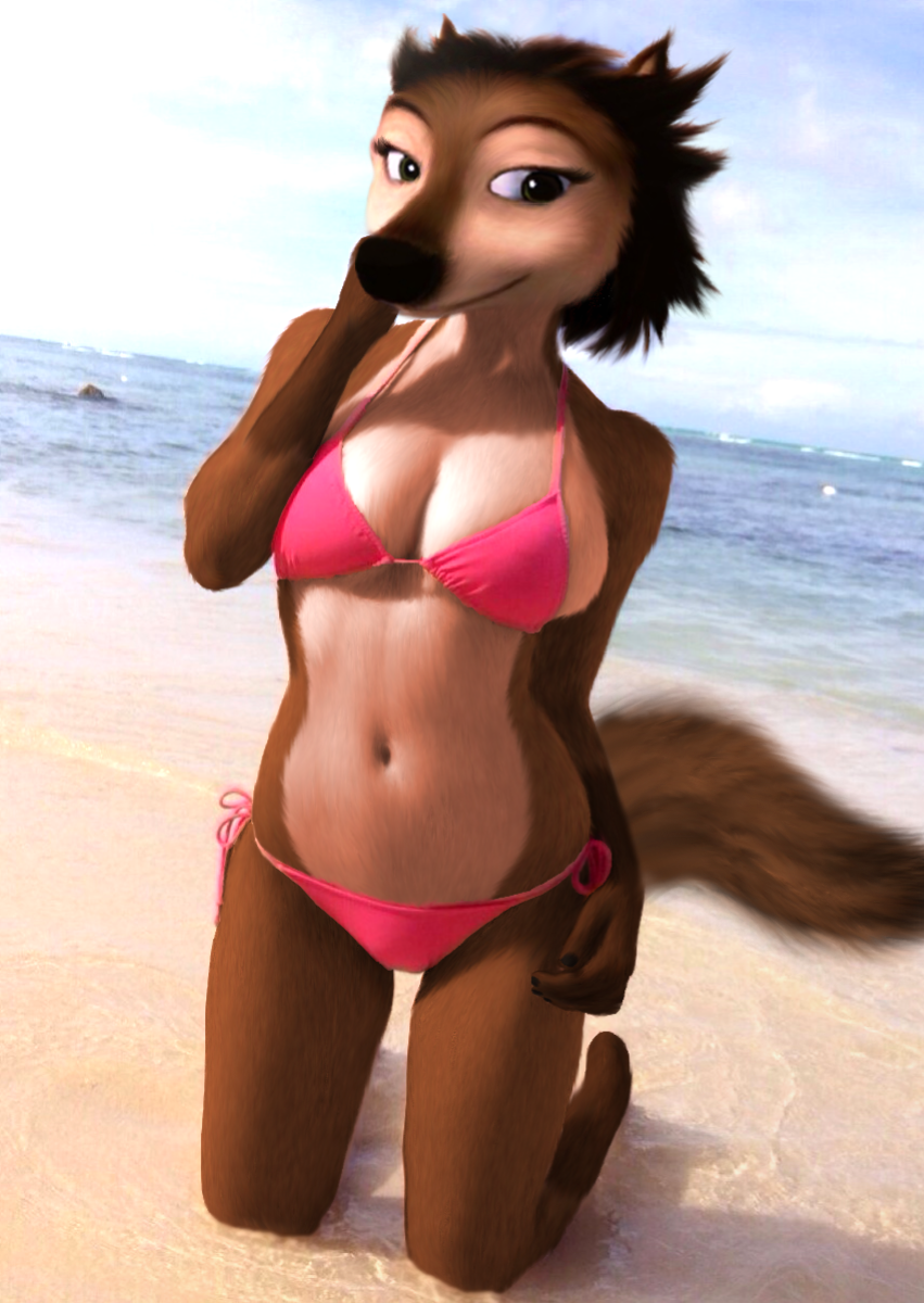 alpha_and_omega beach big_breasts bikini breasts canine edit female fur mammal oystercatcher7 photo_manipulation photomorph princess_(alpha_and_omega) royalty seaside swimsuit wolf