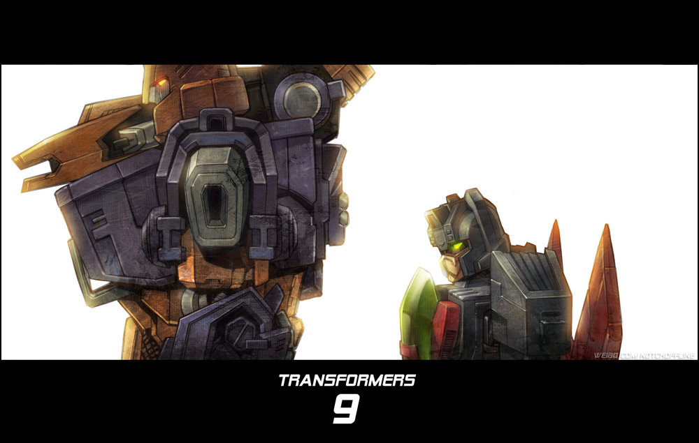 autobot decepticon glowing glowing_eyes height_difference impactor letterboxed mecha multiple_boys over_shoulder realistic robot science_fiction snare_(transformers) spoilers transformers weapon weapon_over_shoulder xiling