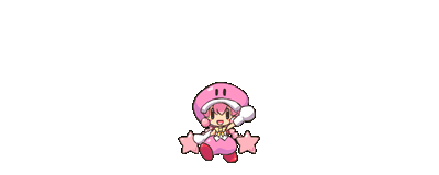 :d animated animated_gif arm_up chibi dancing genderswap genderswap_(mtf) hat john_su kirby kirby_(series) looking_at_viewer lowres open_mouth personification pink_hat pose rolling smile solo spinning star transparent_background