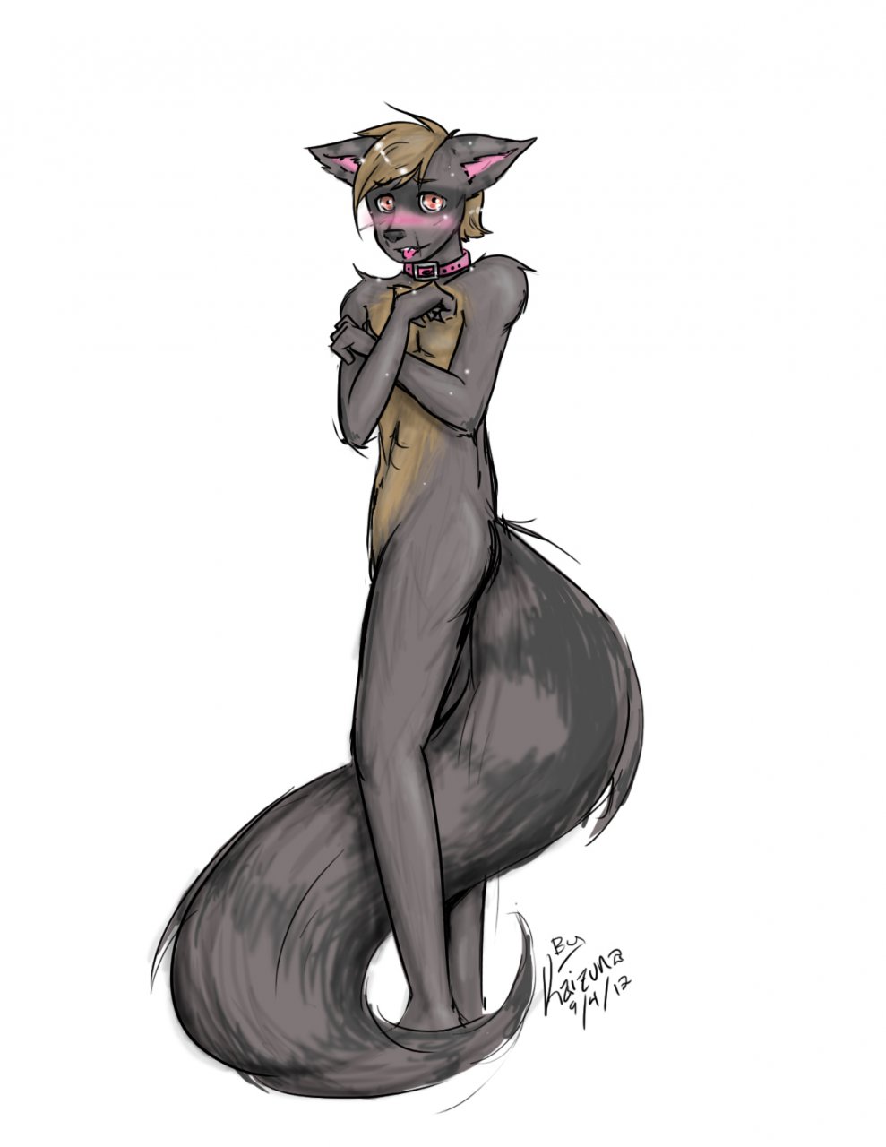 blush collar hybrid mammal nude raccoon red_eyes skunk tealmarket
