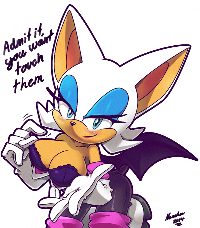 2014 anthro ass bat bat_ears bat_wings big_breasts bra breasts cleavage clothed clothing english_text erect_nipples female flashing large_breasts mammal nancher nipples rouge_the_bat sega solo sonic_(series) sonic_the_hedgehog text underwear wings