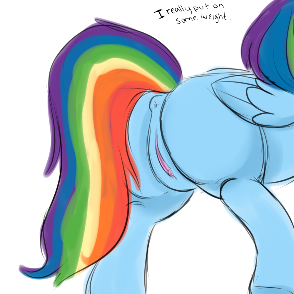 alittlepony anus back_turned blue_fur clitoris equine feathers female friendship_is_magic fur hair hooves horse long_hair mammal multi-colored_hair my_little_pony pegasus plain_background pony presenting pussy rainbow_dash_(mlp) raised_tail solo text wings