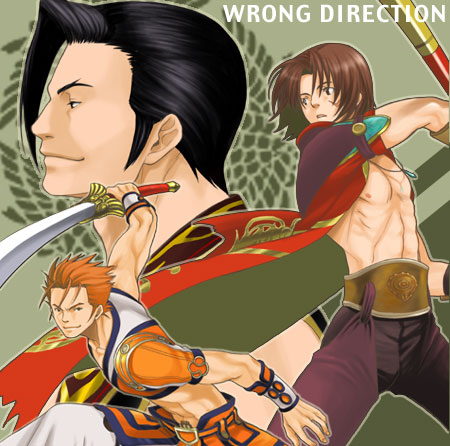 black_hair brown_hair hong_yun-seong kilik kilik_(soulcalibur) lowres male male_focus maxi maxi_(soulcalibur) namco orange_hair soul_calibur soulcalibur_ii sword weapon wrong_direction yunseong