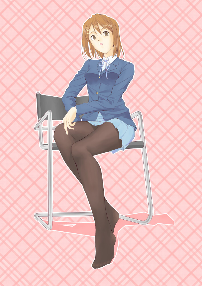 chair feet hacket hirasawa_yui k-on! pantyhose red_hair redhead sitting skirt