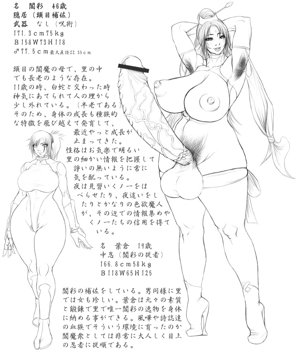 armpit_hair breasts chinbotsu futanari huge_breasts huge_penis muscle penis pubic_hair thick_thighs thighs translation_request wide_hips