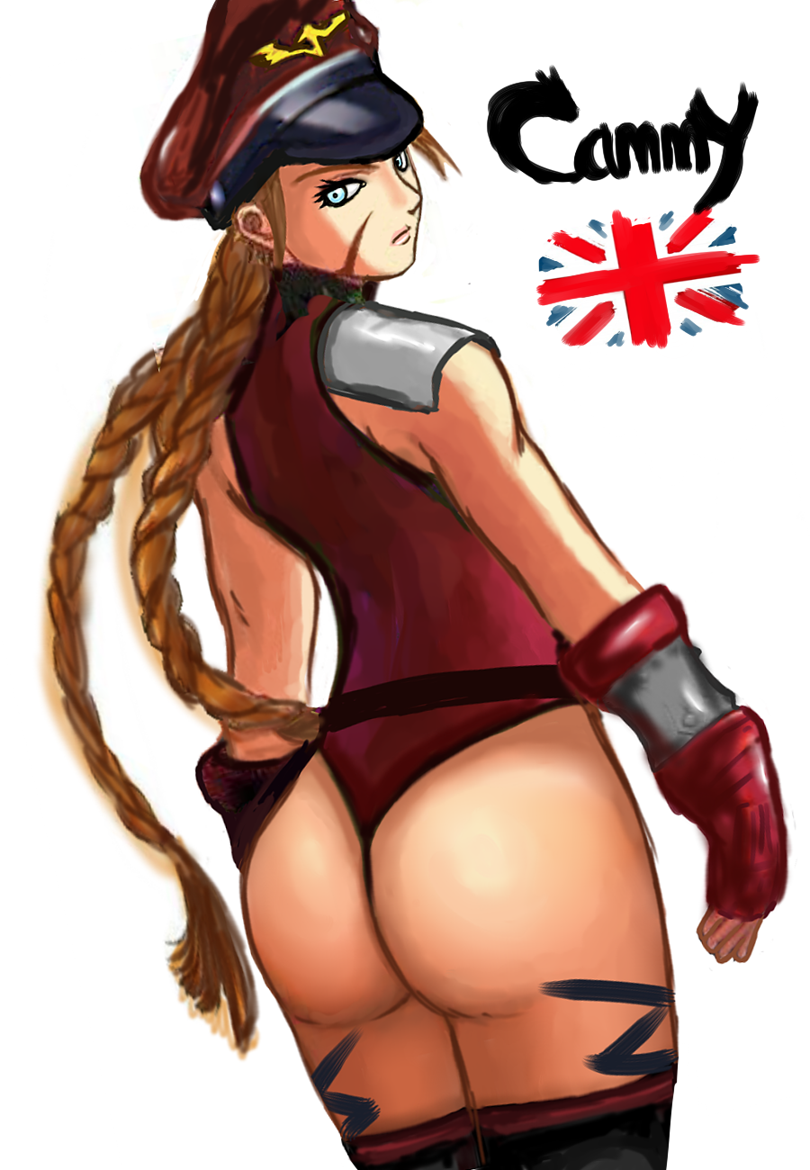 alternate_costume artist_request ass blonde_hair blue_eyes braid cammy_white character_name cosplay elbow_gloves fingerless_gloves from_behind gloves hat highres leotard long_hair looking_back peaked_cap scar shoulder_pads solo street_fighter street_fighter_iv_(series) thighhighs thong_leotard twin_braids union_jack vega vega_(cosplay)