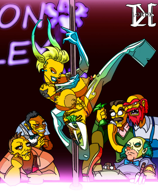 1girl 5boys areolae bald barney_gumble beard blonde_hair blue_lips boots bow bowtie breasts cigar clothed_male_nude_female clown elbow_gloves evil_grin evil_smile facial_hair gloves green_hair grin krusty_the_clown large_areolae large_breasts maggie_simpson missing_teeth moe_syzlak moe_szyslak money multiple_boys mustache ned_flanders nipple_piercing nude older pacifier piercing platform_footwear pole_dance pole_dancing pubic_tattoo red_hair smile spread_legs stripper_pole tagme tattoo the_simpsons thigh_boots thighhighs