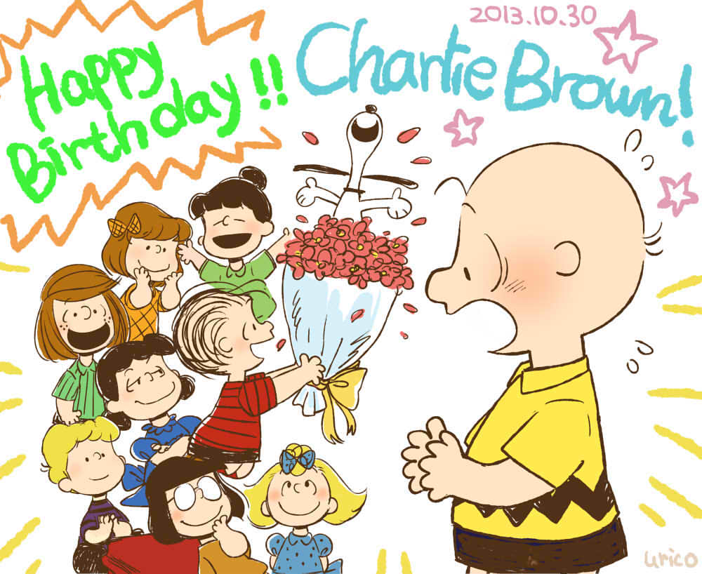 3boys 6+girls artist_name birthday black_hair blanket blonde_hair blush bouquet bow brother_and_sister brown_hair charles_schulz_(style) charlie_brown closed_eyes crossed_arms dated dress flower freckles glasses hair_bow instrument linus_van_pelt lucy_van_pelt marcie_(peanuts) multiple_boys multiple_girls open_mouth patty_(peanuts) peanuts peppermint_patty piano sally_brown schroeder shirt short_hair siblings smile snoopy striped striped_shirt uriko_(botannabe) violet_gray