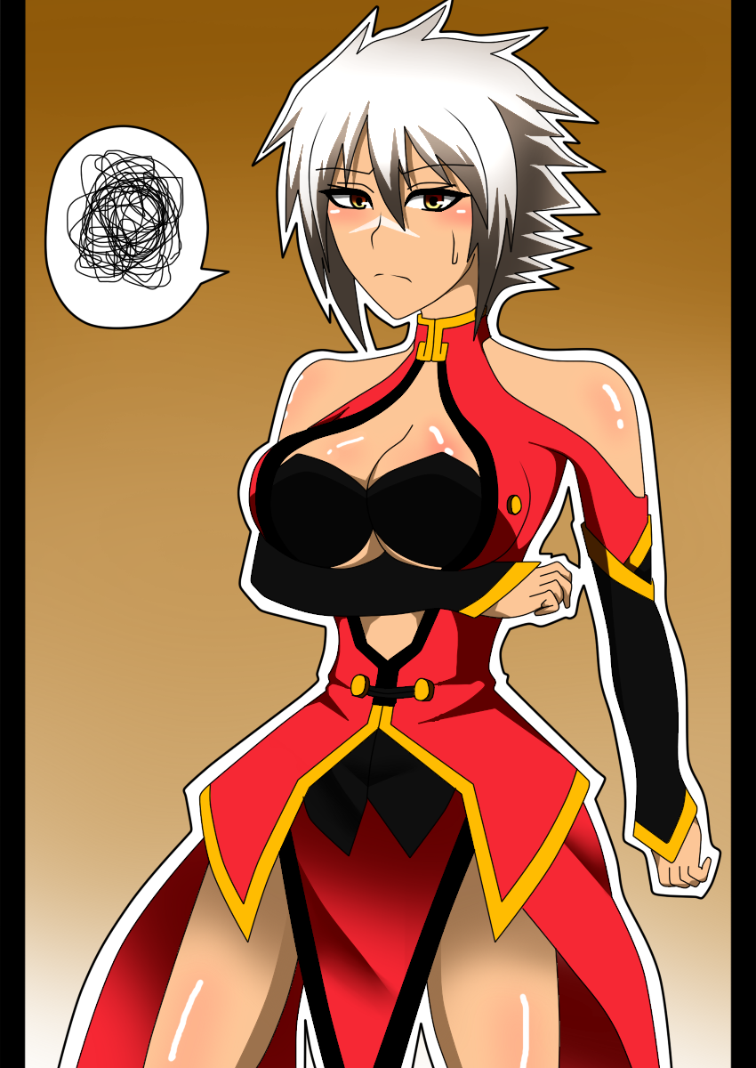 1girl blazblue blazblue:_chronophantasma bullet_(blazblue) dark_skin litchi_faye_ling litchi_faye_ling_(cosplay) white_hair