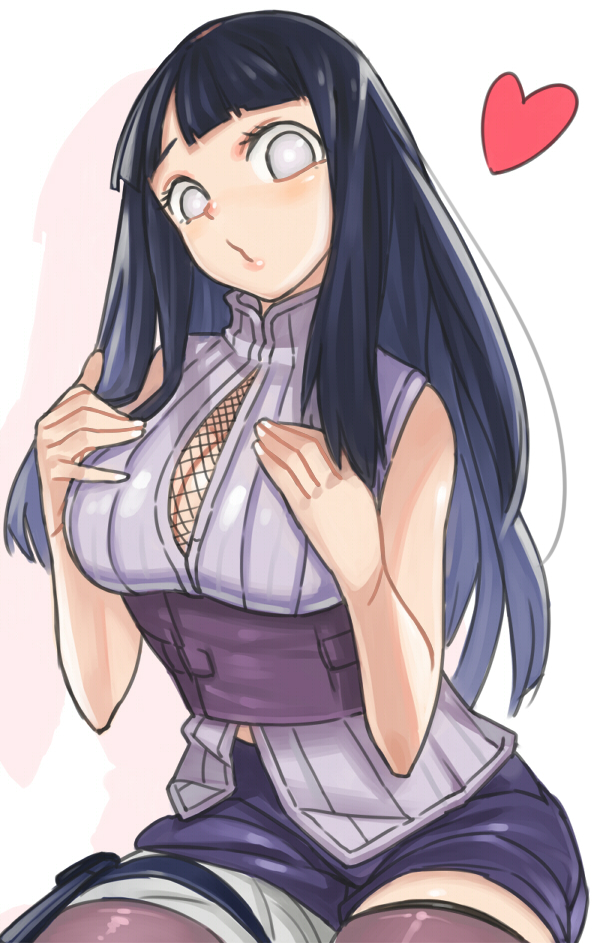 1girl artist_request byakugan female fishnets heart hime_cut hyuuga_hinata lavender_eyes looking_at_viewer naruto naruto:_the_last o3o purple_hair shinn0512 sleeveless solo