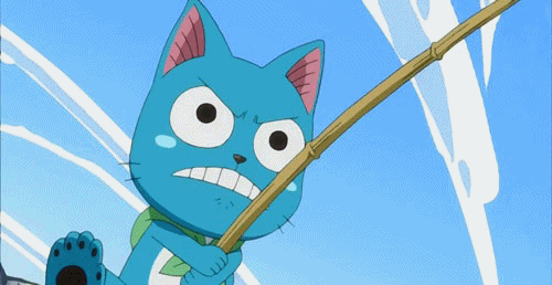 angry animated animated_gif backpack bag black_eyes cat exceed fairy_tail happy_(fairy_tail) no_humans solo
