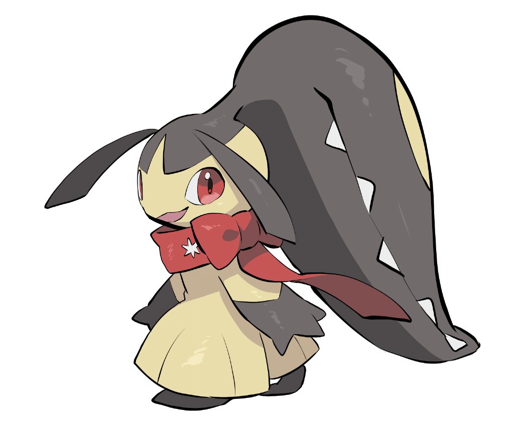 full_body mawile no_humans open_mouth pokemon pokemon_(creature) red_eyes simple_background solo standing white_background yumeminoideyu2