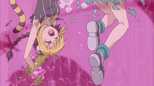2girls animal_ears animated animated_gif bunny_ears bunny_tail dissolving_clothes dog_days jaune_clafoutis multiple_girls screencap tail tearing_clothes tiger_ears tiger_tail vert_farbreton