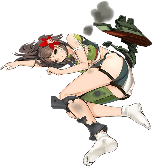 amagi_(kantai_collection) breasts brown_eyes brown_hair cleavage full_body hair_ornament kantai_collection kuuro_kuro long_hair looking_at_viewer lying machinery medium_breasts miniskirt mole mole_under_eye navel official_art on_side ponytail skirt solo transparent_background
