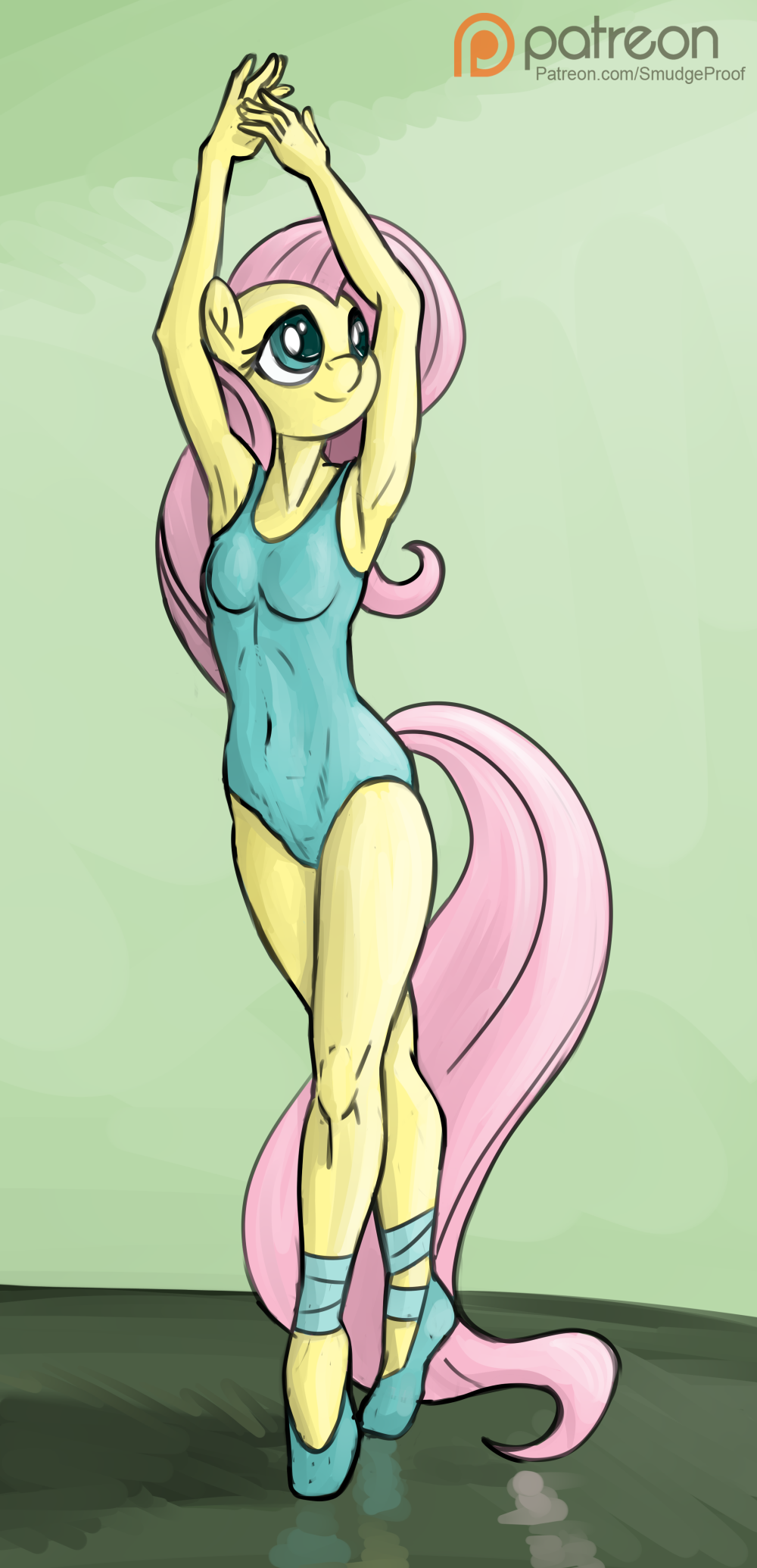 anthro anthrofied ballet dancing equine female fluttershy_(mlp) friendship_is_magic horse leotard mammal my_little_pony pony pose sketch smudge_proof solo