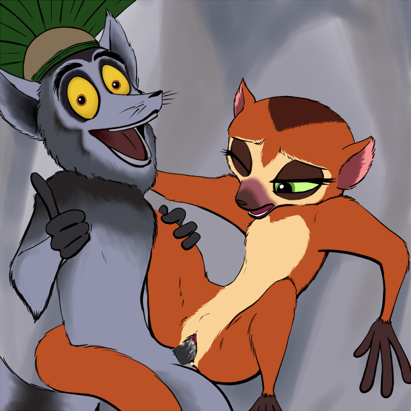 all_hail_king_julien character_from_animated_feature_film clitoris clover_(madagascar) dreamworks duo female fur green_eyes grey_fur king_julien layriding lemur madagascar male mammal nude penetration penis primate pussy sex straight vaginal vaginal_penetration whiskers