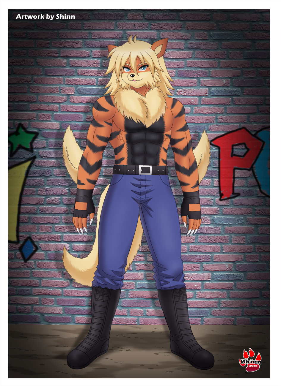 anthro arcanine canide digital_media_(artwork) fighter male mammal mike nintendo pok&eacute;mon shinn solo video_games