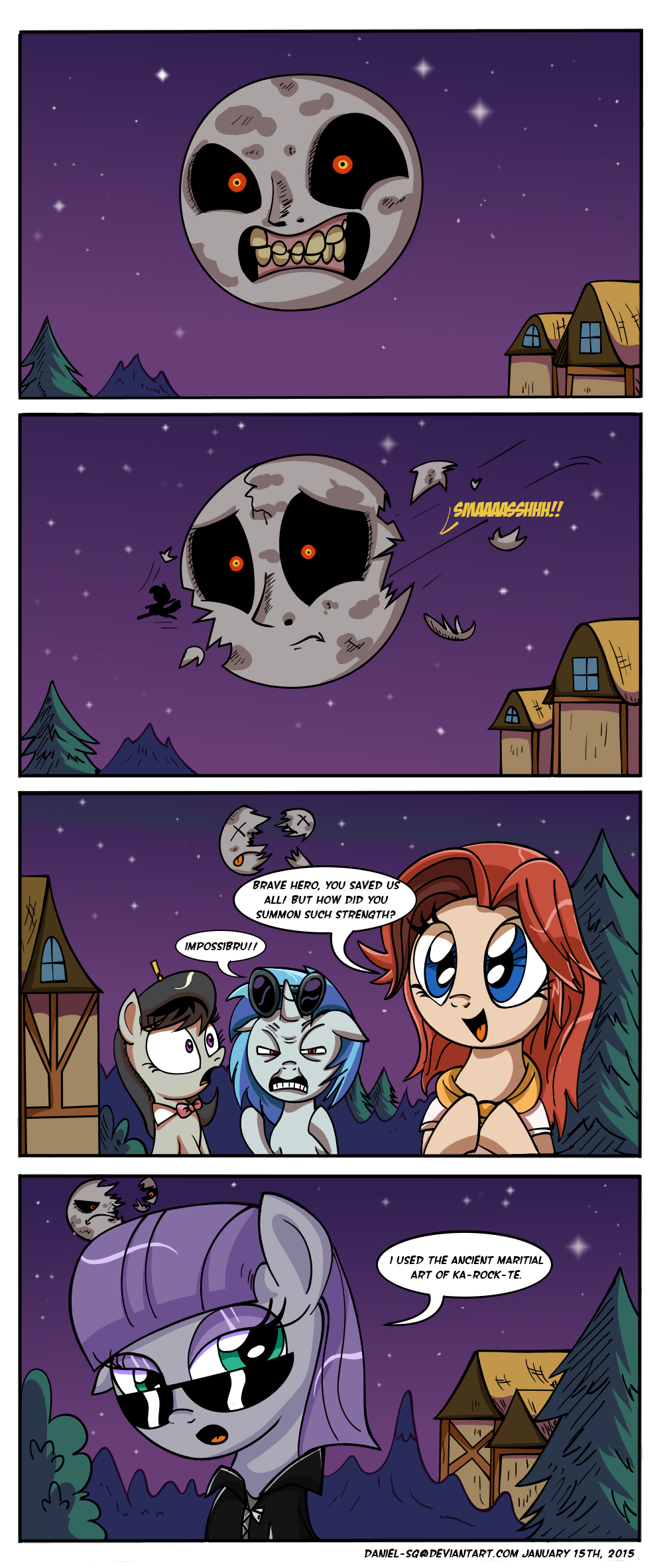 2015 blue_eyes comic cremia danielsplatter equine eyewear female friendship_is_magic horn horse house humor jacket leather_jacket majora's_mask mammal maud_pie_(mlp) meme moon my_little_pony octavia_(mlp) outside pine_tree pony ponyville pun purple_eyes red_eyes star sunglasses tree unicorn village vinyl_scratch_(mlp)