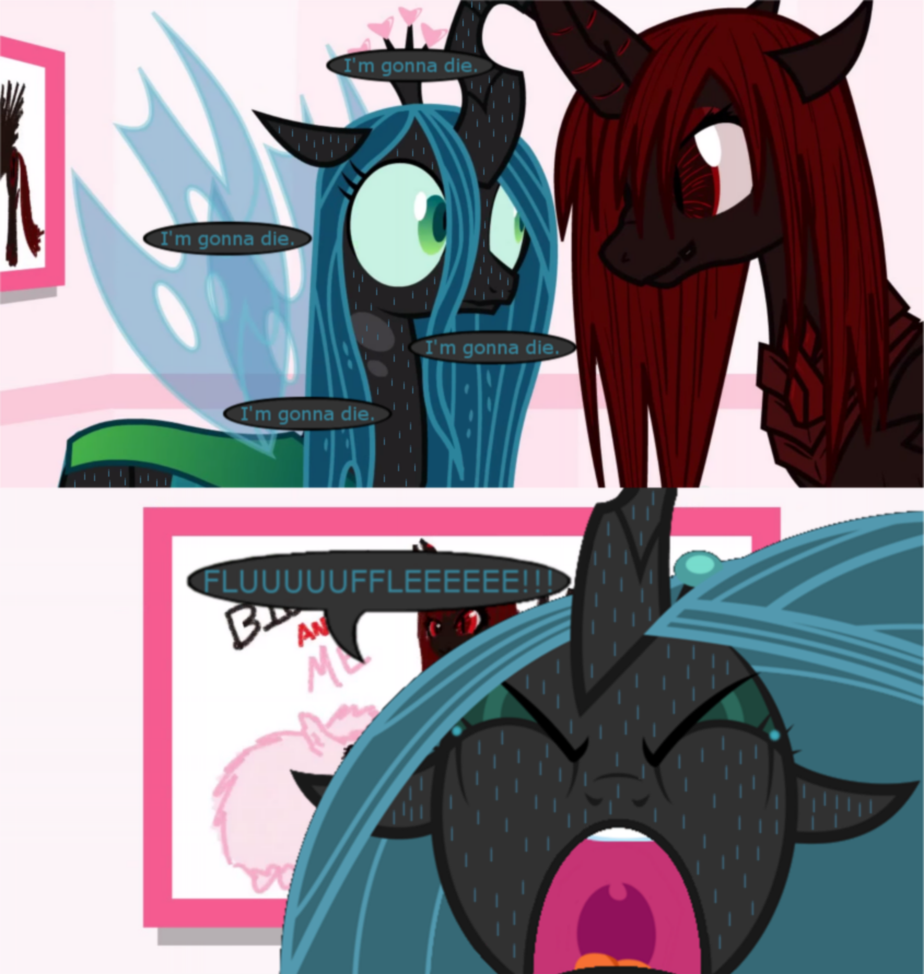 changeling comic crown crying damsel_in_distress equine fan_character fear female friendship_is_magic hair helpless horn mammal marksaline_the_necromorph_queen mixermike622 my_little_pony queen_chrysalis_(mlp) red_eyes red_hair royalty scared screaming sweat teardrop tears text whining winged_unicorn wings