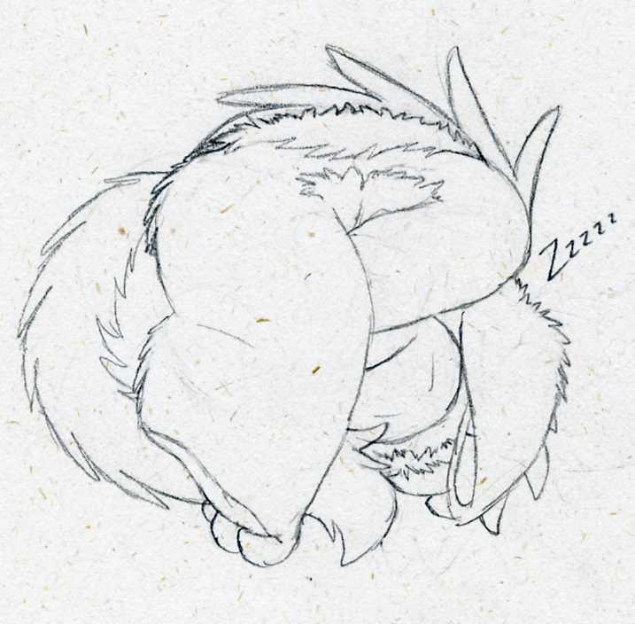 alien curled experiment_(species) fan_character lying male on_side ovni pencil_(artwork) petrock sleeping snoring solo traditional_media_(artwork) zzz