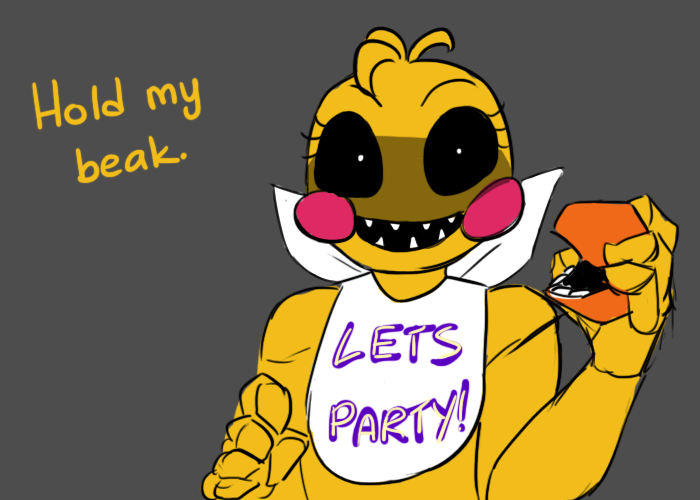 animatronic anthro avian beak bib bird female five_nights_at_freddy's five_nights_at_freddy's_2 looking_at_viewer machine makeup mechanical rebornica robot sharp_teeth solo teeth toy_chica_(fnaf) yellow_body