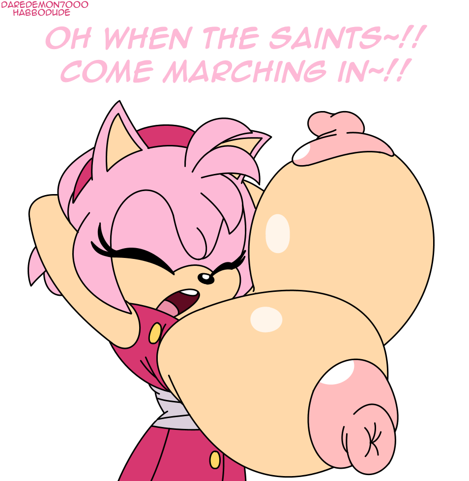 2014 amy_rose anthro areola big_breasts breasts clothing daredemon7000 erect_nipples female flashing habbodude hedgehog huge_breasts mammal nipples partially_clothed sega solo sonic_(series)