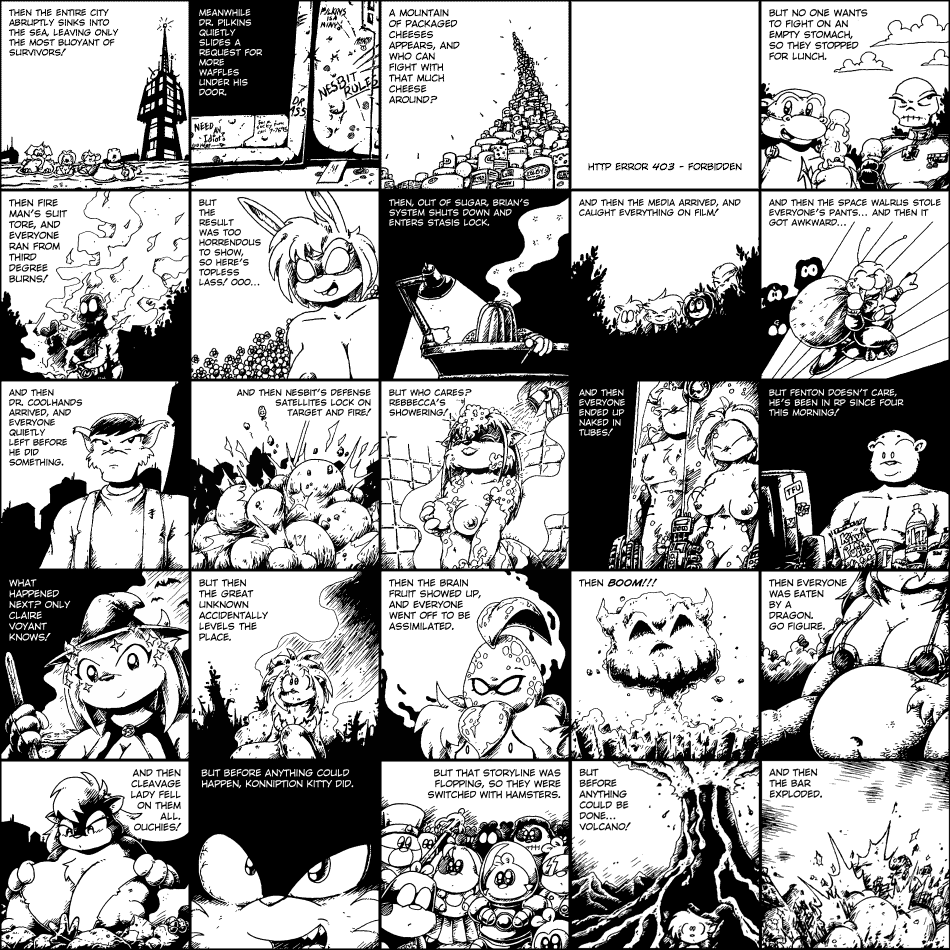 anthro areola big_breasts black_and_white breasts buxom_gal cleavaga cleavage clothed clothing comic crushed:_the_doomed_kitty_adventures dragon drake_fenwick english_text erect_nipples female hair hamster hat hippopotamus huge_breasts lagomorph male mammal mask mighty_yak monochrome nipples nude rabbit raccoon rebecca_valentine rodent shower skunk superhero supermegatopia supervillain text topless_lass witch_hat