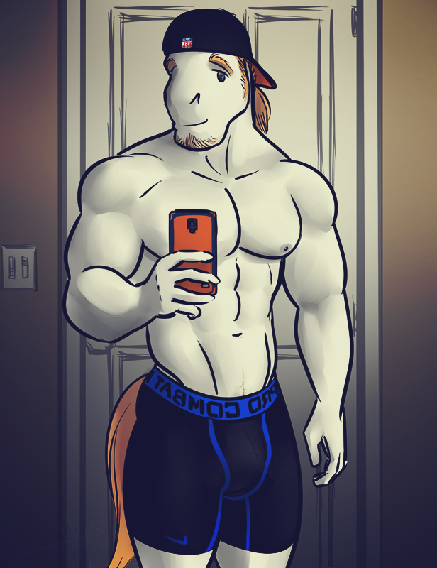 anthro bgn equine facial_hair horse male mammal muscles nipples solo