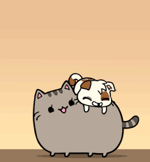 ambiguous_gender animated cat cute duo feline feral gamer_cat glitch_(character) mammal pusheen samantha_whitten smile teeth whiskers