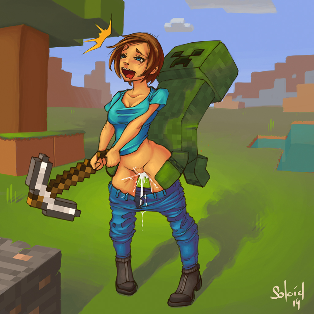 breasts creeper crossgender cum duo female game_background human interspecies male mammal minecraft orgasm penetration pussy soloid steve video_games