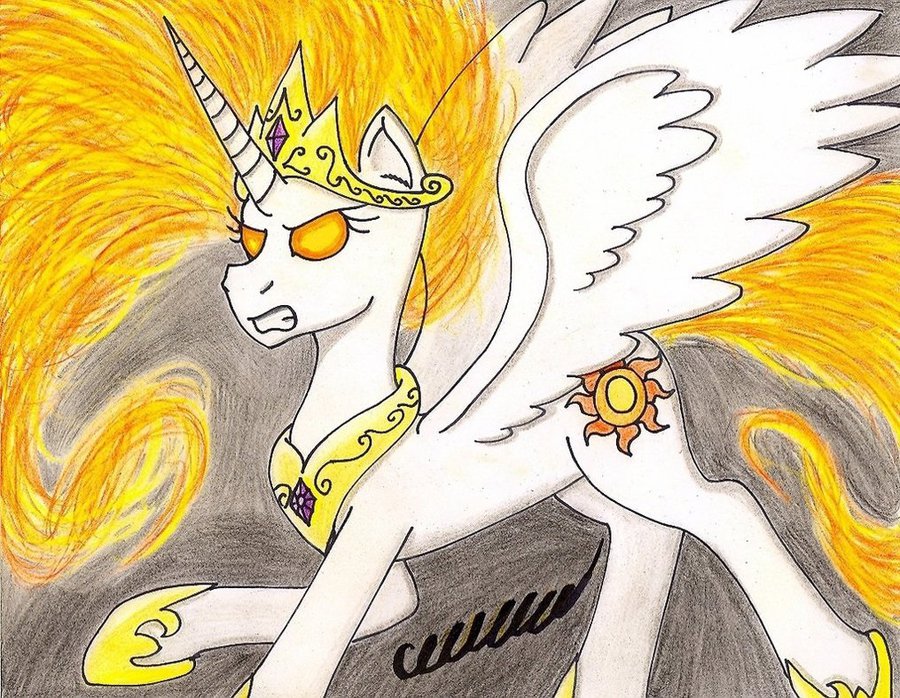 angry equine female feral fire friendship_is_magic mammal my_little_pony princess_celestia_(mlp) solo the1king