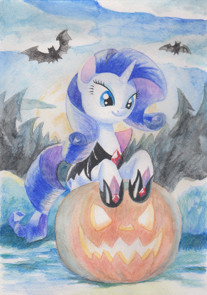 2014 bat cannibalus equine female feral friendship_is_magic horn mammal my_little_pony rarity_(mlp) solo traditional_media_(artwork) unicorn