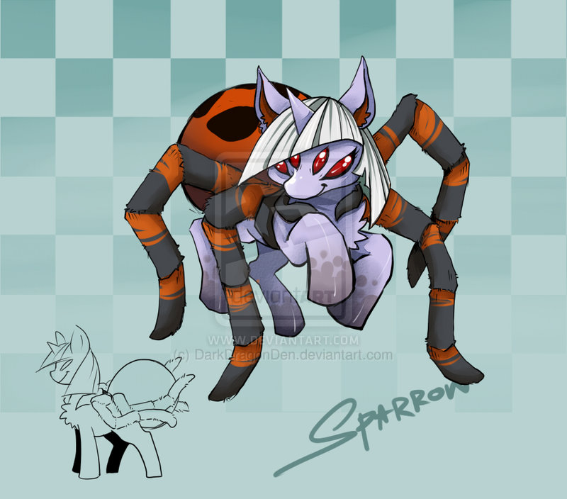 2012 arachnid arthropod darkdragonden drider equine fan_character female grey_hair hair horn mammal my_little_pony red_eyes solo spider unicorn watermark