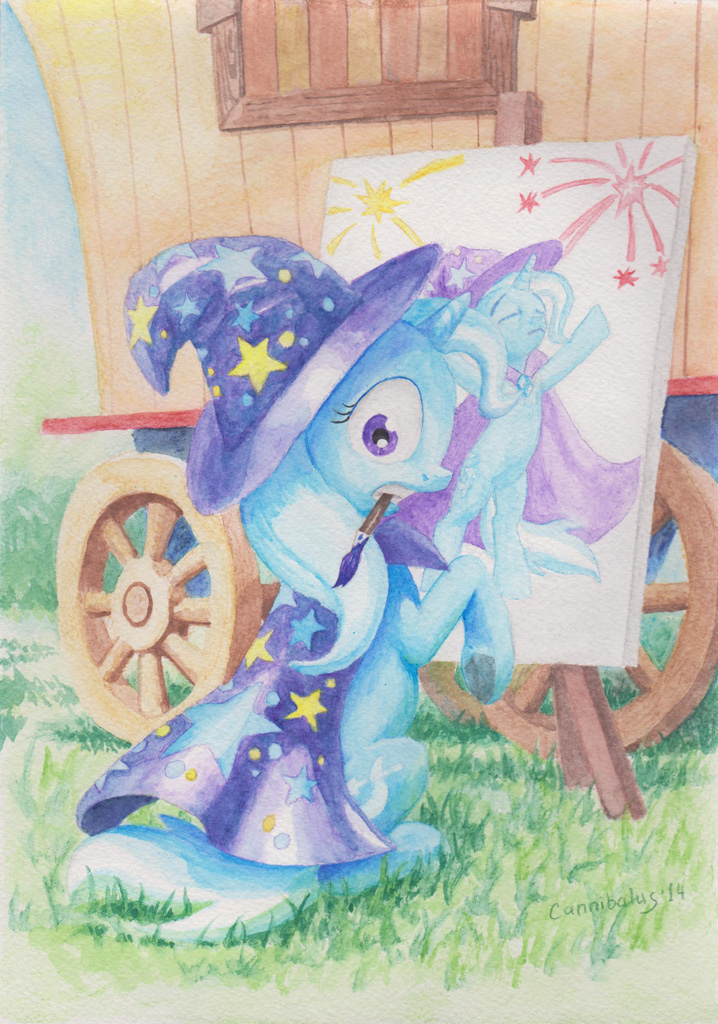 2014 cannibalus equine female feral friendship_is_magic horn horse mammal my_little_pony painting solo trixie_(mlp) unicorn