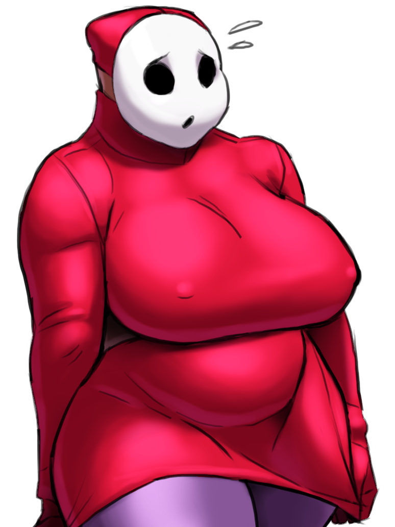 belly big_belly big_breasts breasts butt clothing crossgender female humanoid legwear mario_bros mask nikcesco nintendo not_furry overweight shygirl shyguy solo stockings video_games