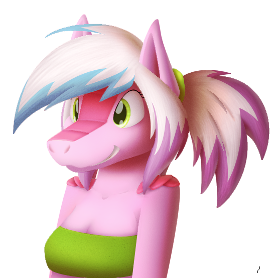 2014 anthro armadillo cleavage clothed clothing female fur hair mammal pink_fairy_armadillo pink_fur satch smile tg-0 tube_top white_hair