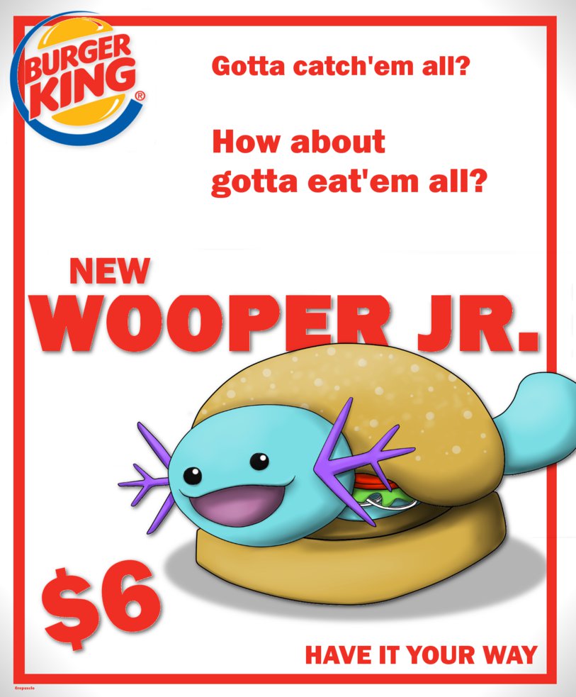 ambiguous_gender burger burger_king english_text food looking_at_viewer nintendo pok&eacute;mon solo text video_games wooper