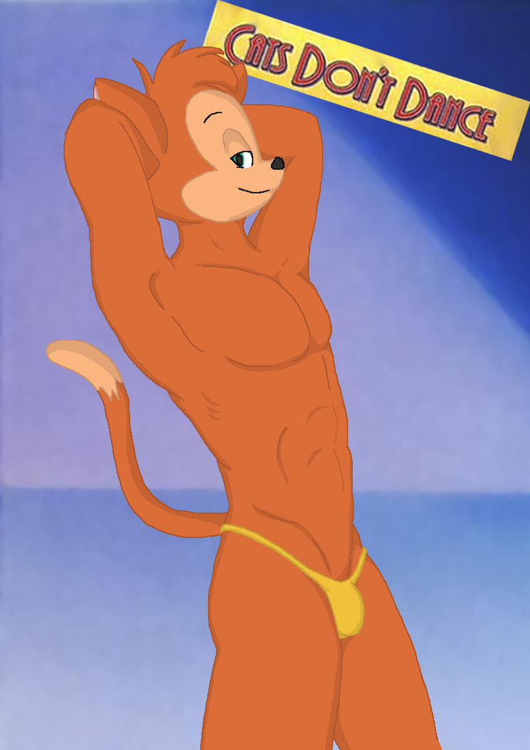 abs anthro bulge cat cats_don't_dance cheesecaked danny feline fur male mammal muscles orange_fur pecs penis pinup pose seductive solo warner_brothers