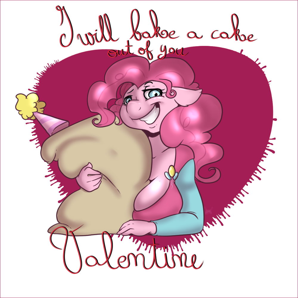 2015 alpha_channel anthro anthrofied arnachy blue_eyes earth_pony english_text equine female flour friendship_is_magic fur grin hair hat holidays horse madame_le_floure_(mlp) mammal my_little_pony party_hat pink_fur pink_hair pinkie_pie_(mlp) plain_background pony smile text transparent_background valentine's_day