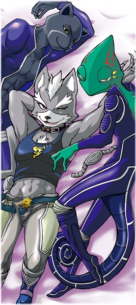 canine chameleon clothed clothing feline gay group leon_powalski loose_pants male mammal nintendo panther panther_caroso smile star_fox video_games wolf wolf_o'donnell