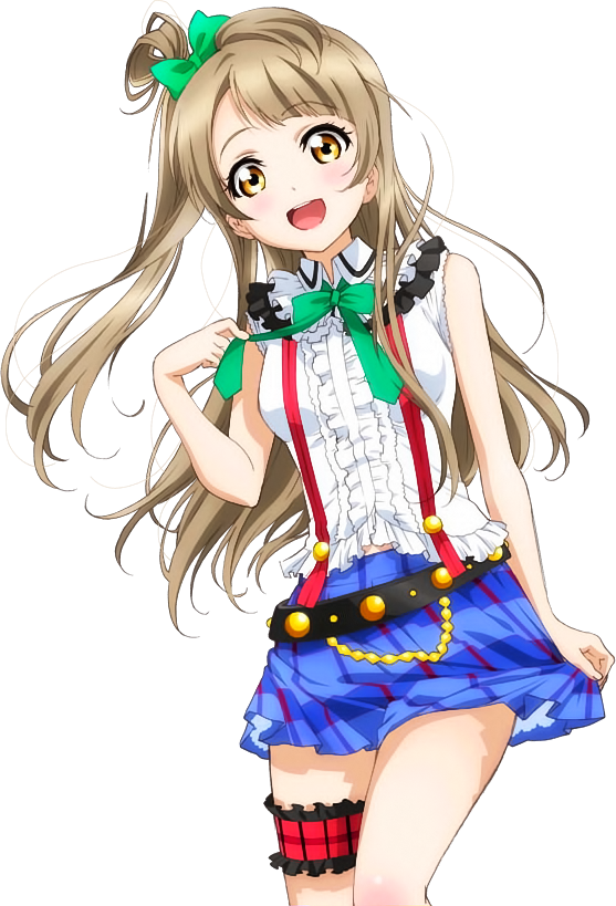 bangs belt bow brown_hair frilled_shirt frills long_hair loose_belt love_live! love_live!_school_idol_festival love_live!_school_idol_project minami_kotori official_art one_side_up petticoat ribbon shirt skirt slip_showing solo suspenders thigh_strap third-party_edit transparent_background