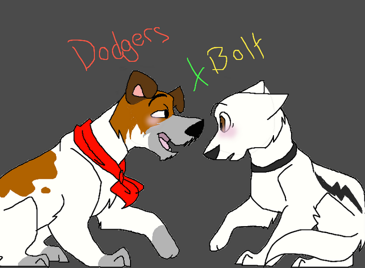 &lt;3 2015 blush bolt bolt_(film) canine couple cute dialogue disney dodger dog duo feral fur gay german_shepherd love male mammal oliver_and_company open_mouth plain_background romantic smile