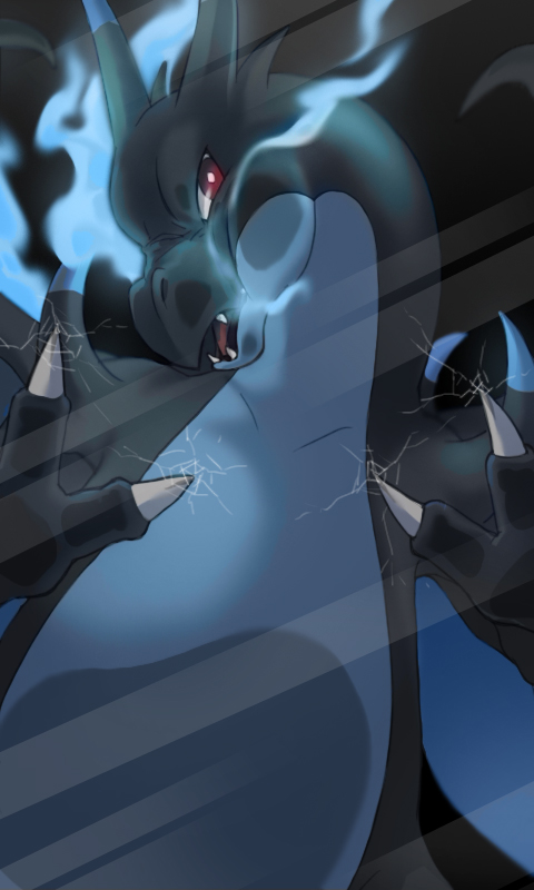 alasurth ambiguous_gender breaking_the_fourth_wall charizard cute dragon fire glass mega_charizard mega_charizard_x mega_evolution nintendo open_mouth phone_wallpaper pok&eacute;mon red_eyes teeth tongue video_games wallpaper