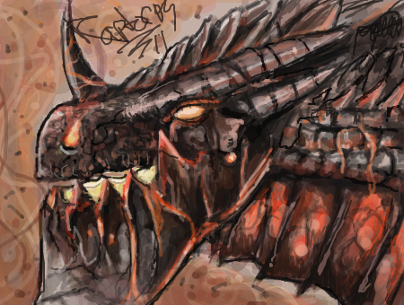 2011 black_scales close-up deathwing dragon horn open_mouth raptor007 red_scales scalie solo solo_focus teeth video_games warcraft white_eyes world_of_warcraft