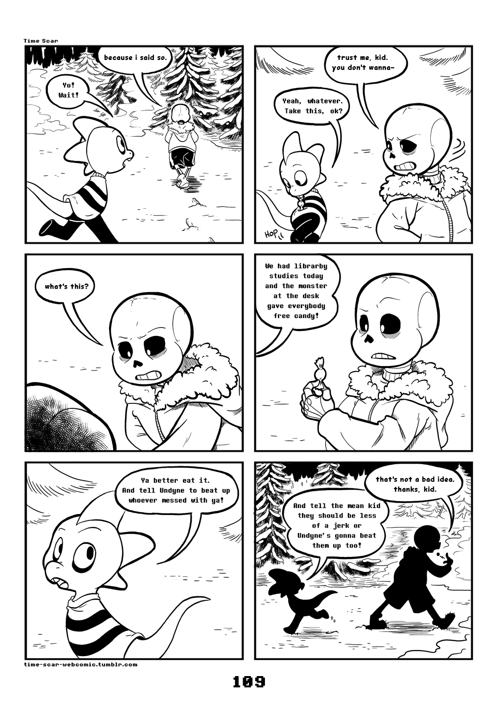 2018 animated_skeleton anthro armless bone c-puff clothed clothing comic english_text hi_res lizard male mammal monster_kid reptile sans_(undertale) scalie skeleton speech_bubble teeth text undead undertale video_games
