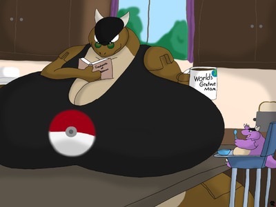 big_breasts bigwolf_(artist) breasts child huge_breasts hyper hyper_breasts kangaskhan mother nintendo parent pok&eacute;mon video_games young